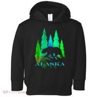 Alaska Alaskan Northern Light Trees With Bear Toddler Hoodie thumb 0