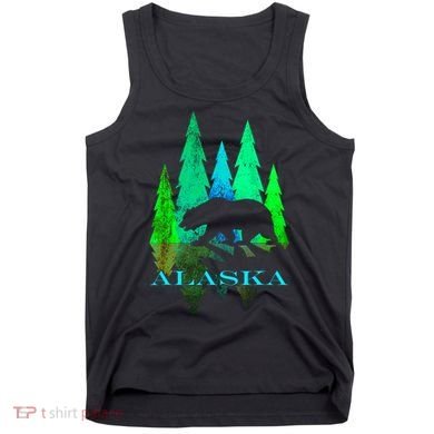 Alaska Alaskan Northern Light Trees With Bear Tank Top