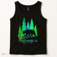 Alaska Alaskan Northern Light Trees With Bear Tank Top thumb 2