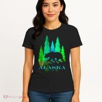 Alaska Alaskan Northern Light Trees With Bear Women's T-Shirt thumb 4