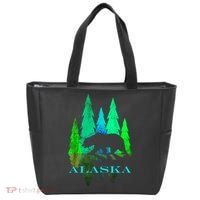 Alaska Alaskan Northern Light Trees With Bear Tote Bag thumb 0