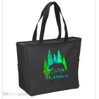 Alaska Alaskan Northern Light Trees With Bear Tote Bag thumb 2