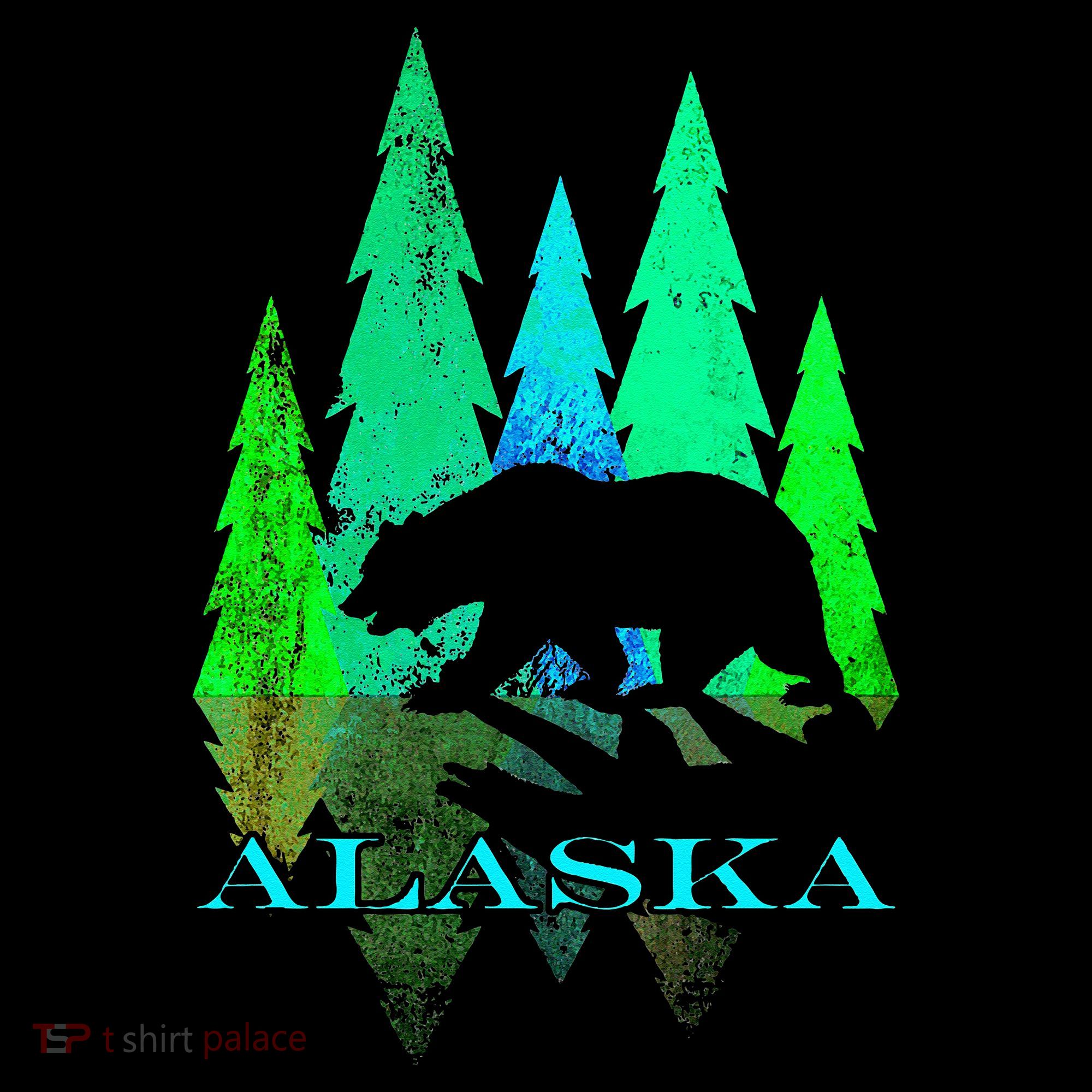 Alaska Alaskan Northern Light Trees With Bear Ornament