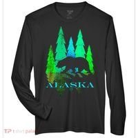 Alaska Alaskan Northern Light Trees With Bear Zone Performance Long-Sleeve T-Shirt thumb 0
