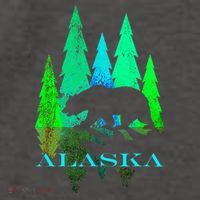 Alaska Alaskan Northern Light Trees With Bear Vector Backpack thumb 2