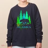 Alaska Alaskan Northern Light Trees With Bear Women's Sweatshirt thumb 0