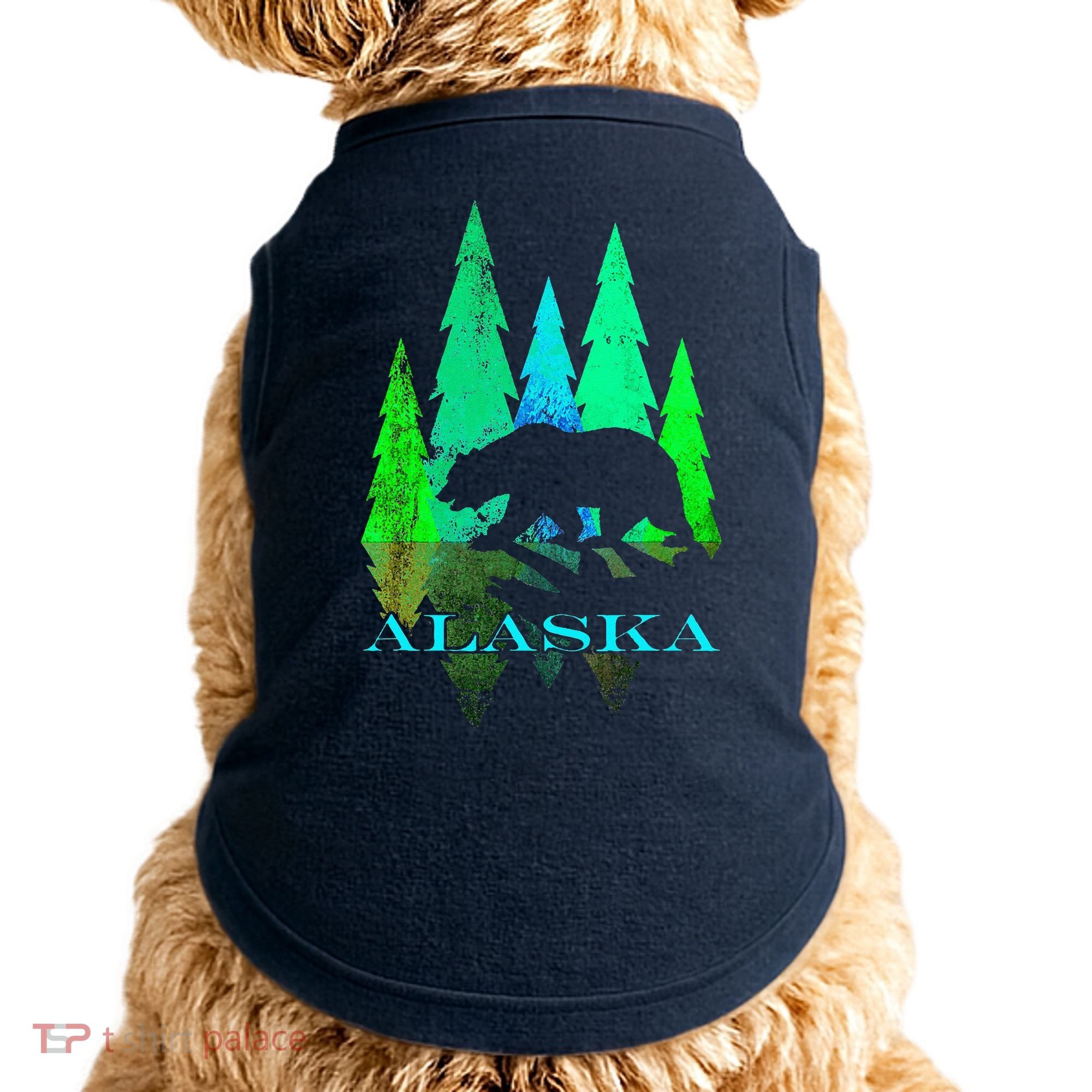 Alaska Alaskan Northern Light Trees With Bear Doggie Tank