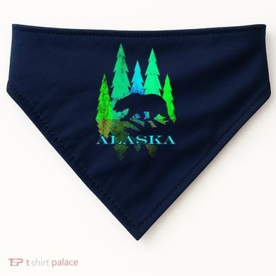 Alaska Alaskan Northern Light Trees With Bear USA-Made Doggie Bandana