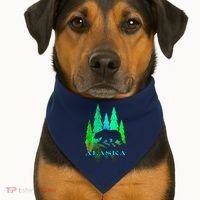 Alaska Alaskan Northern Light Trees With Bear USA-Made Doggie Bandana thumb 1