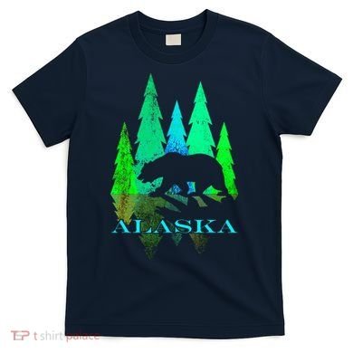 Alaska Alaskan Northern Light Trees With Bear T-Shirt