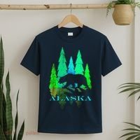 Alaska Alaskan Northern Light Trees With Bear T-Shirt thumb 2