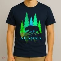 Alaska Alaskan Northern Light Trees With Bear T-Shirt thumb 3