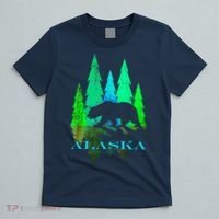 Alaska Alaskan Northern Light Trees With Bear T-Shirt thumb 5