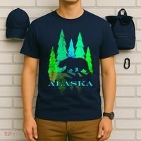 Alaska Alaskan Northern Light Trees With Bear T-Shirt thumb 6