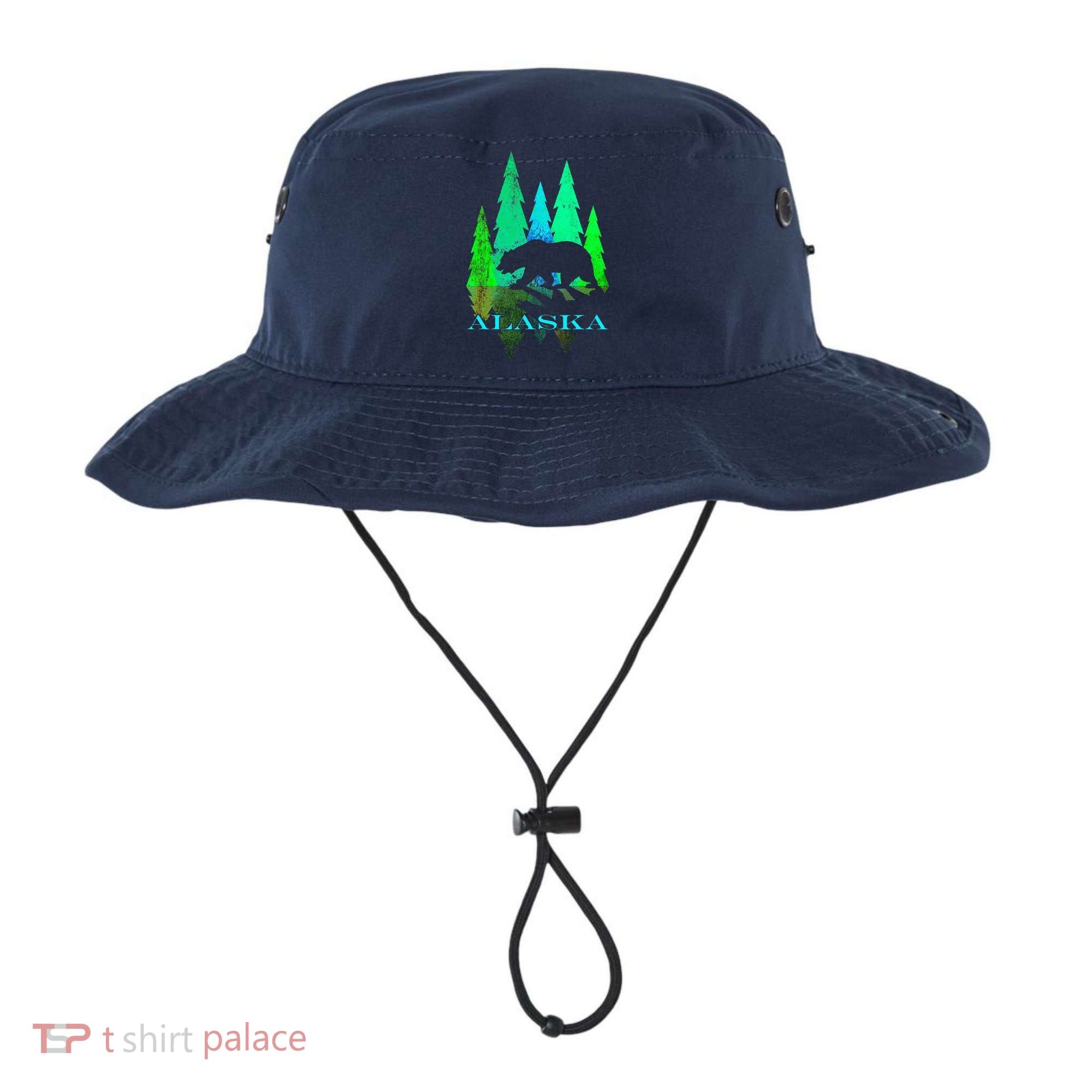Alaska Alaskan Northern Light Trees With Bear Bucket Hat