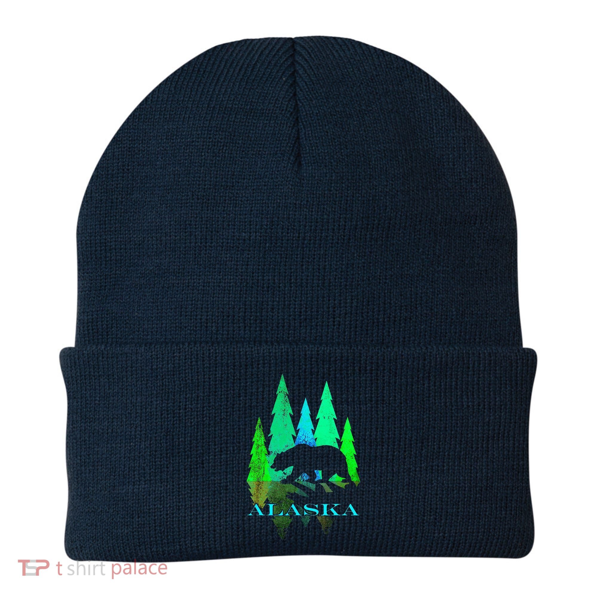 Alaska Alaskan Northern Light Trees With Bear Beanie
