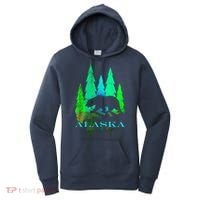 Alaska Alaskan Northern Light Trees With Bear Women's Hoodie thumb 0