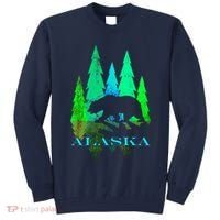 Alaska Alaskan Northern Light Trees With Bear Tall Sweatshirt thumb 0