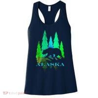 Alaska Alaskan Northern Light Trees With Bear Women's Tank Top thumb 0