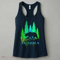 Alaska Alaskan Northern Light Trees With Bear Women's Tank Top thumb 3