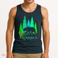 Alaska Alaskan Northern Light Trees With Bear Tank Top thumb 3