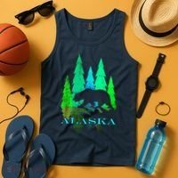 Alaska Alaskan Northern Light Trees With Bear Tank Top thumb 4