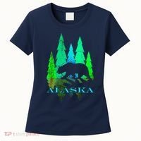 Alaska Alaskan Northern Light Trees With Bear Women's T-Shirt thumb 0