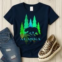 Alaska Alaskan Northern Light Trees With Bear Women's T-Shirt thumb 3