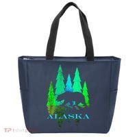 Alaska Alaskan Northern Light Trees With Bear Tote Bag thumb 0