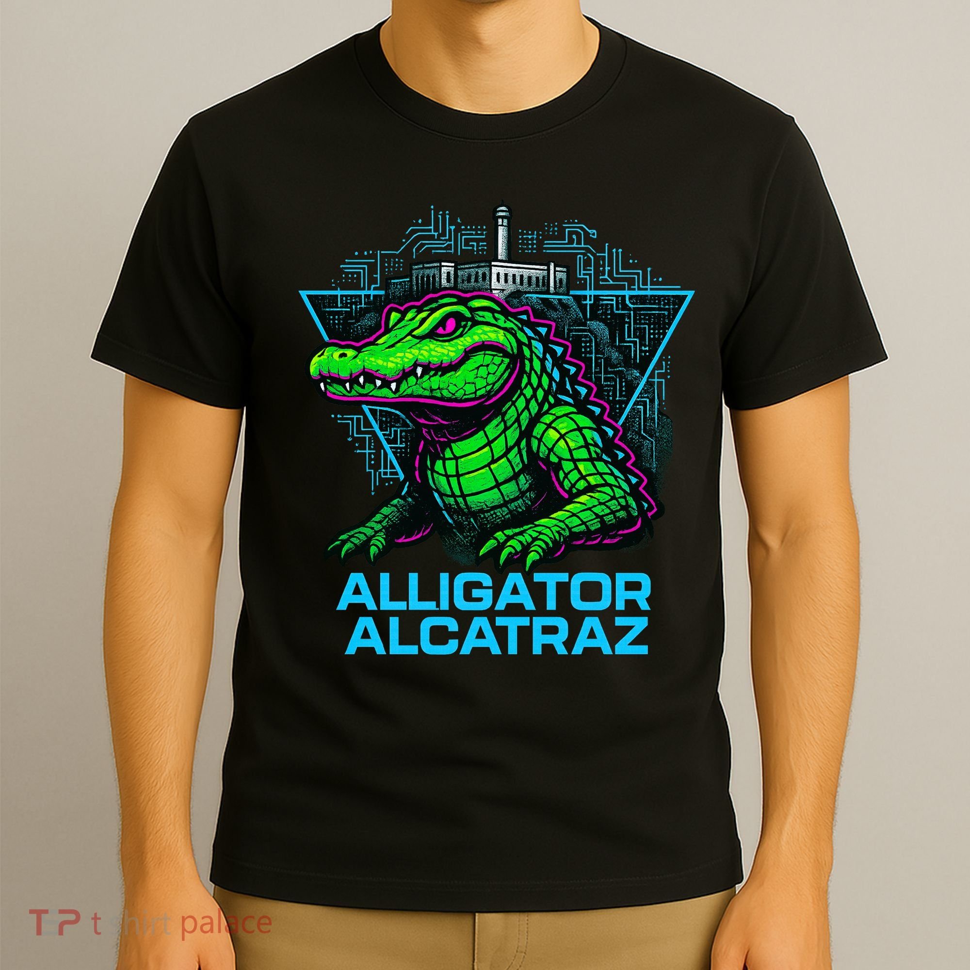 Alligator Alcatraz Neon Cityscape T-Shirt