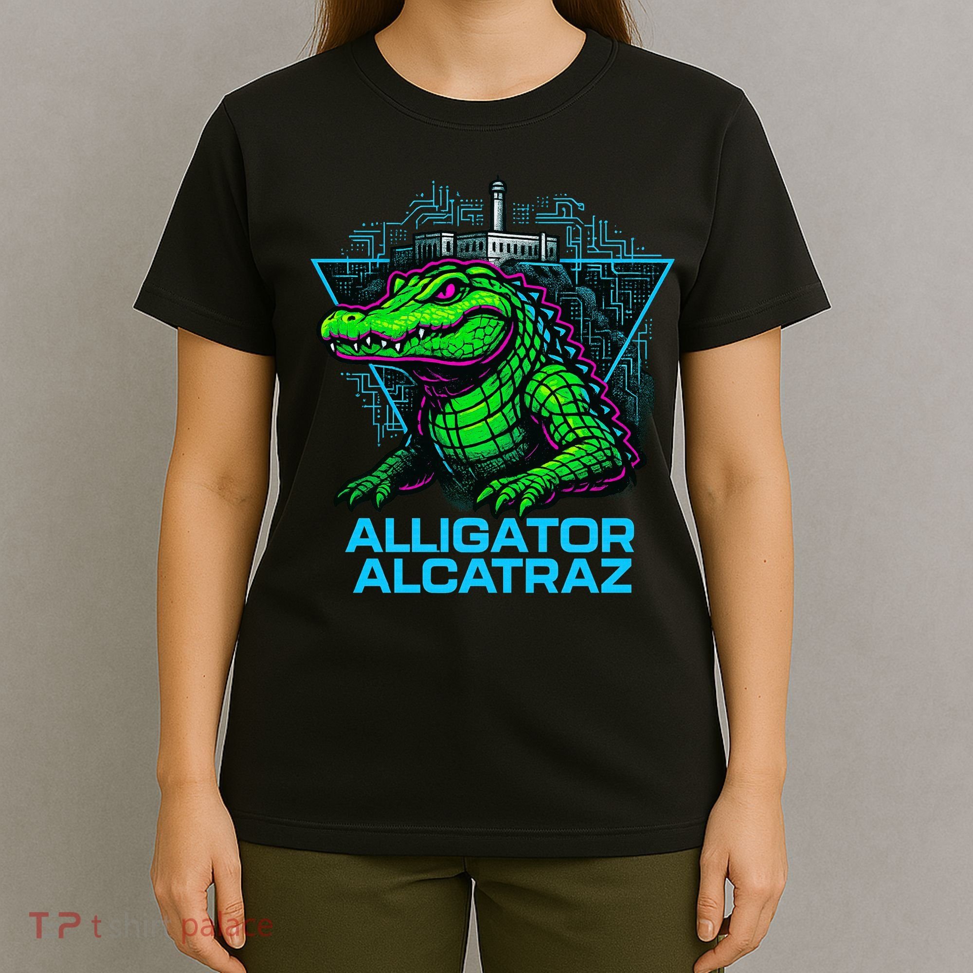Alligator Alcatraz Neon Cityscape T-Shirt