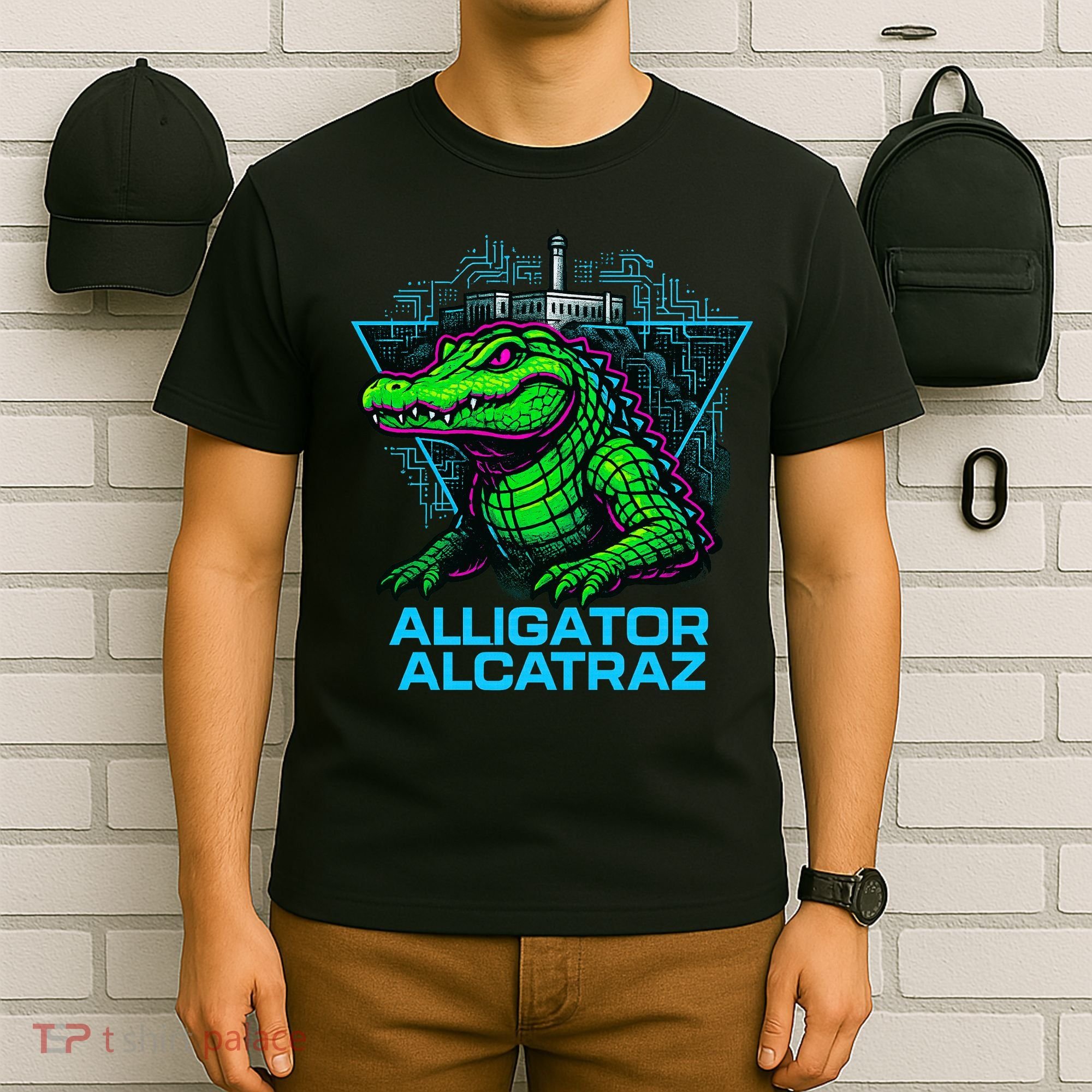 Alligator Alcatraz Neon Cityscape T-Shirt