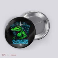 Alligator Alcatraz Neon Cityscape Button thumb 0