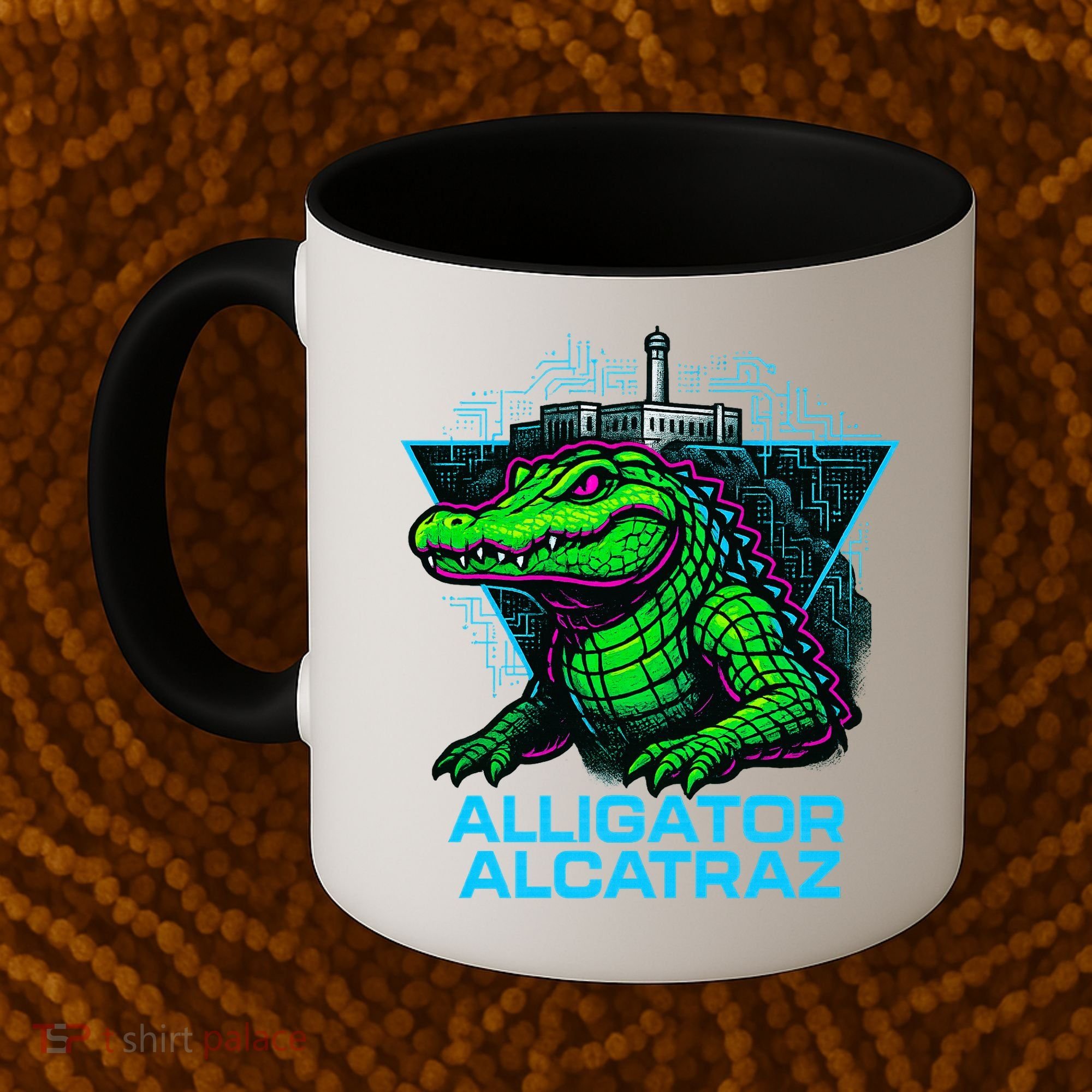 Alligator Alcatraz Neon Cityscape Coffee Mug