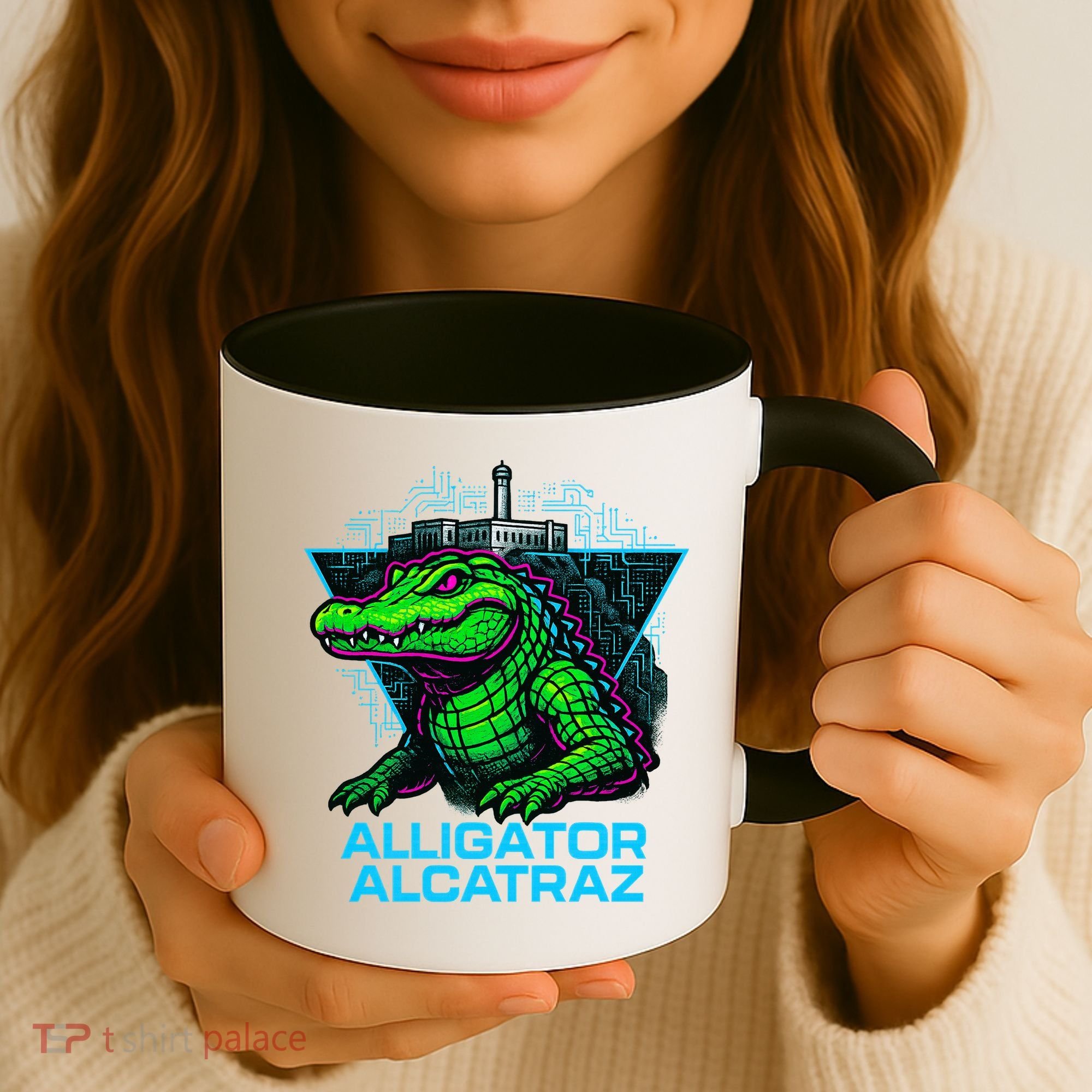 Alligator Alcatraz Neon Cityscape Coffee Mug