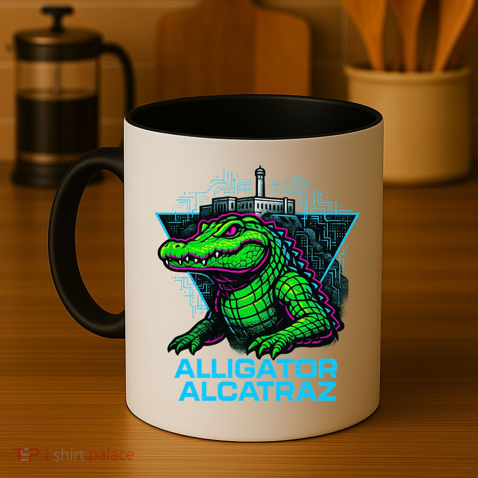 Alligator Alcatraz Neon Cityscape Coffee Mug