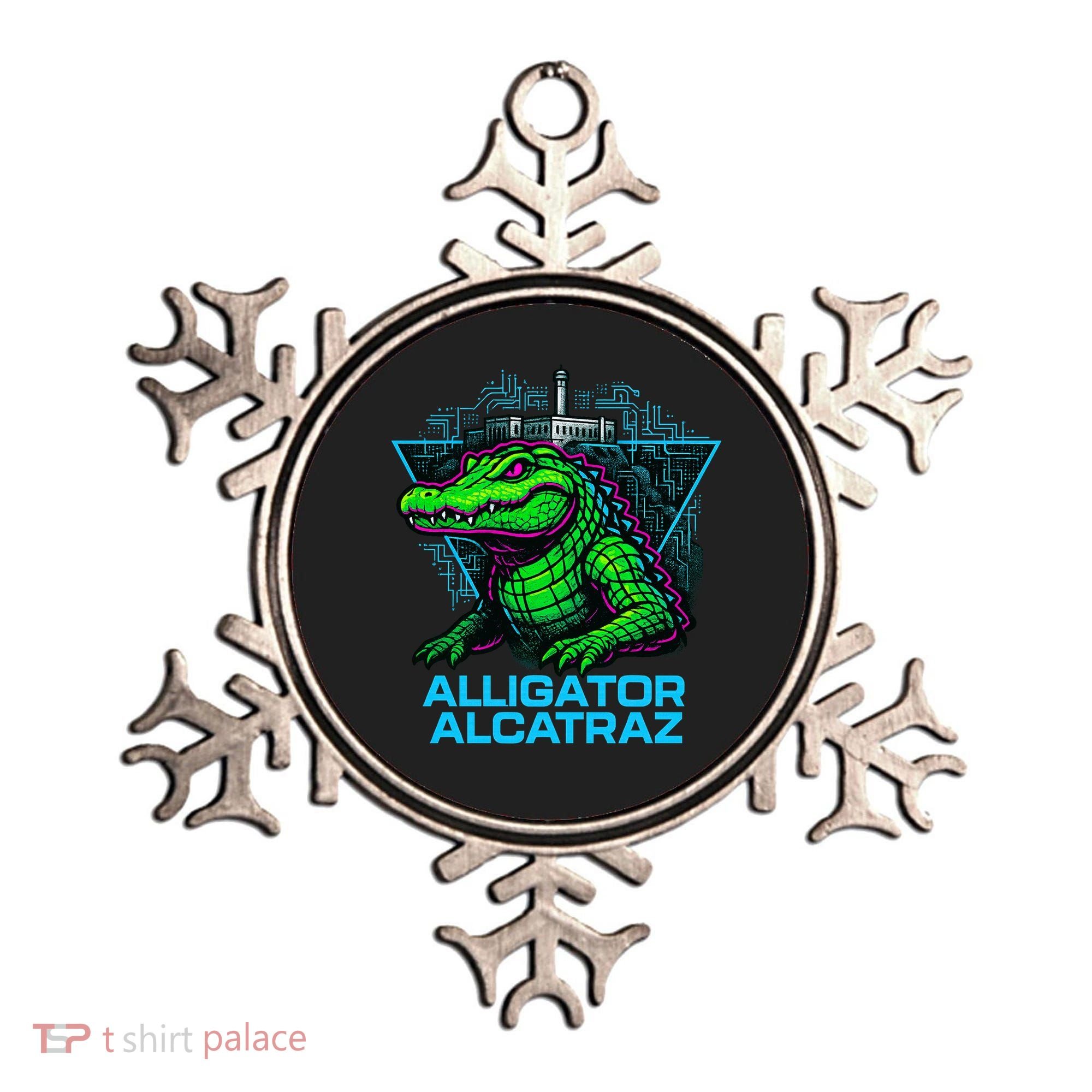 Alligator Alcatraz Neon Cityscape Ornament