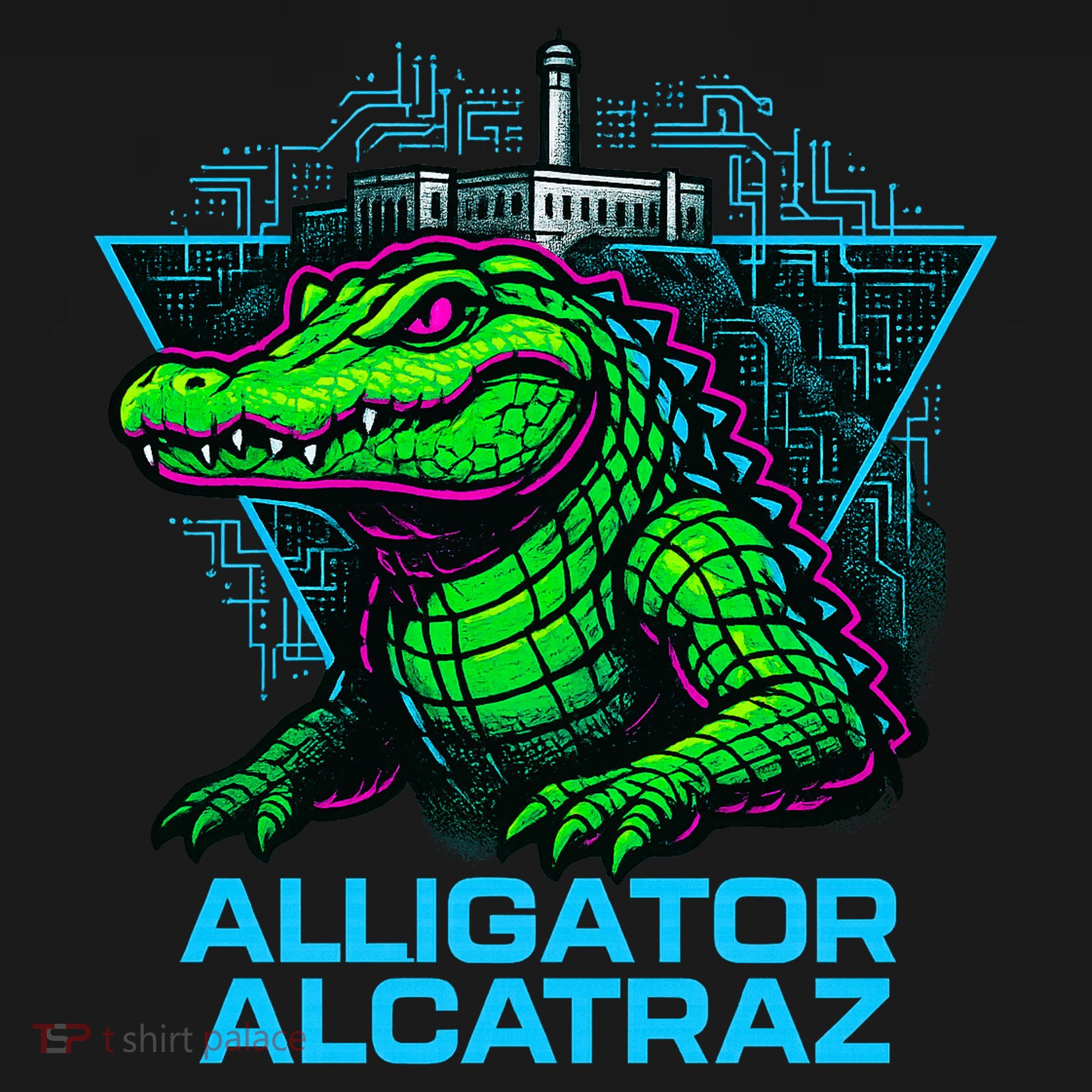 Alligator Alcatraz Neon Cityscape Women's Tank Top