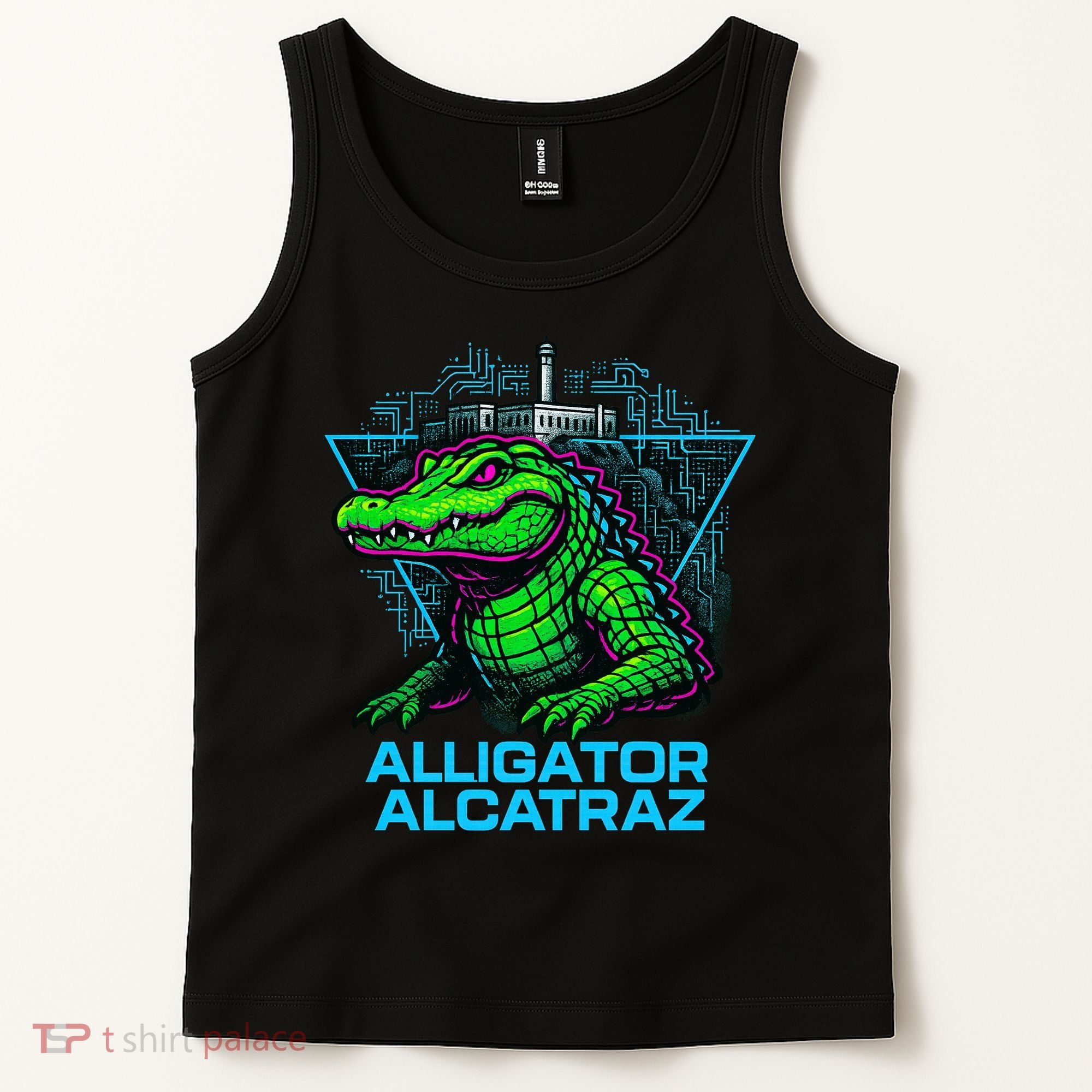 Alligator Alcatraz Neon Cityscape Tank Top