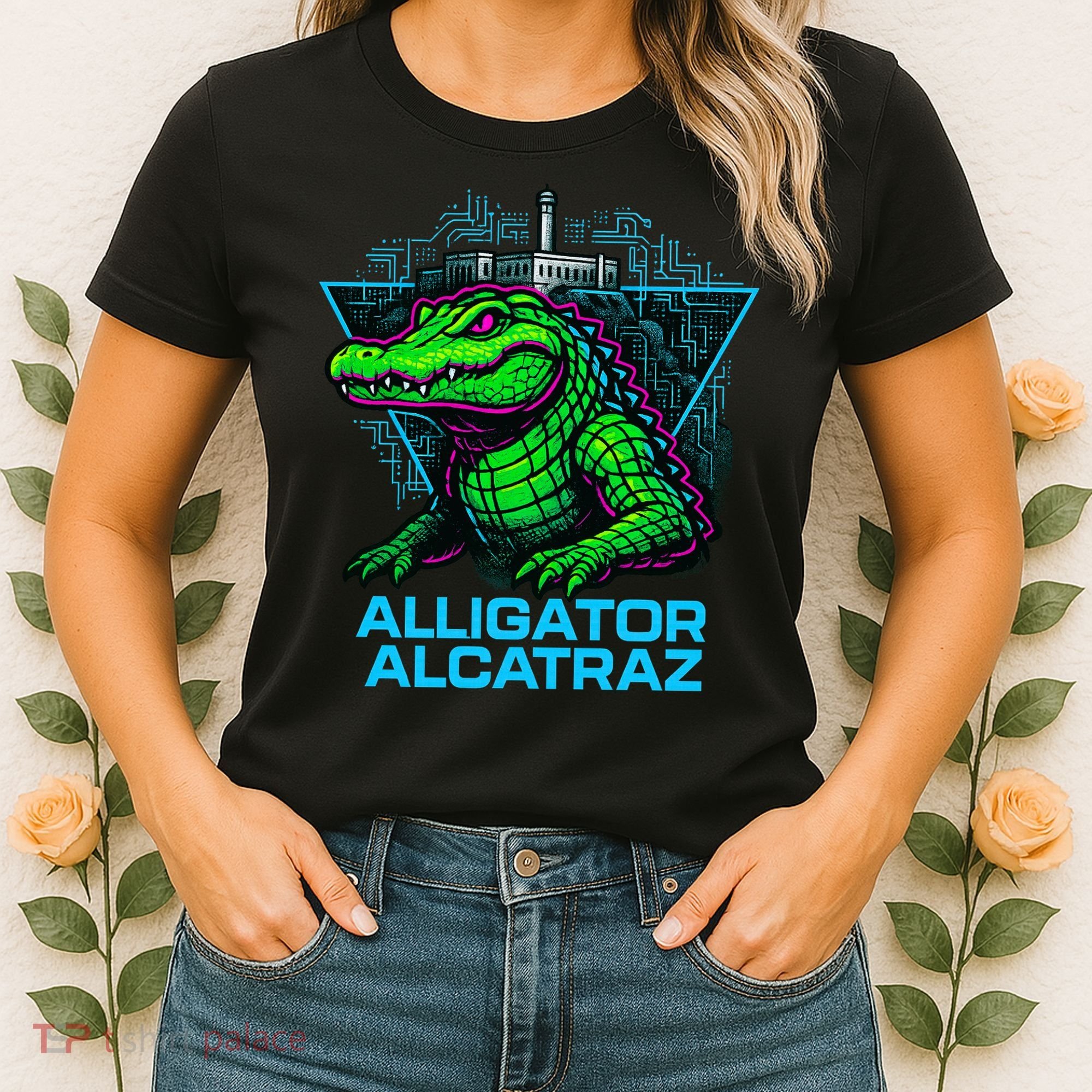 Alligator Alcatraz Neon Cityscape Women's T-Shirt