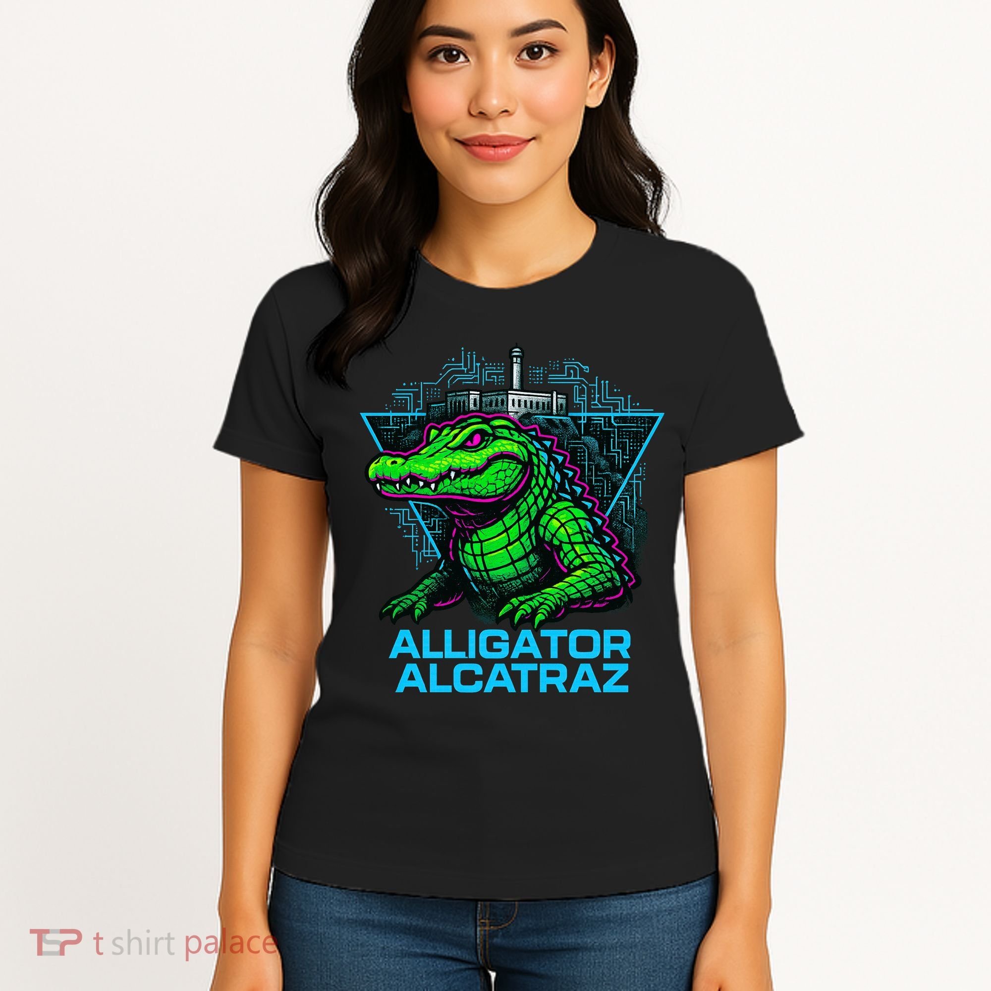 Alligator Alcatraz Neon Cityscape Women's T-Shirt