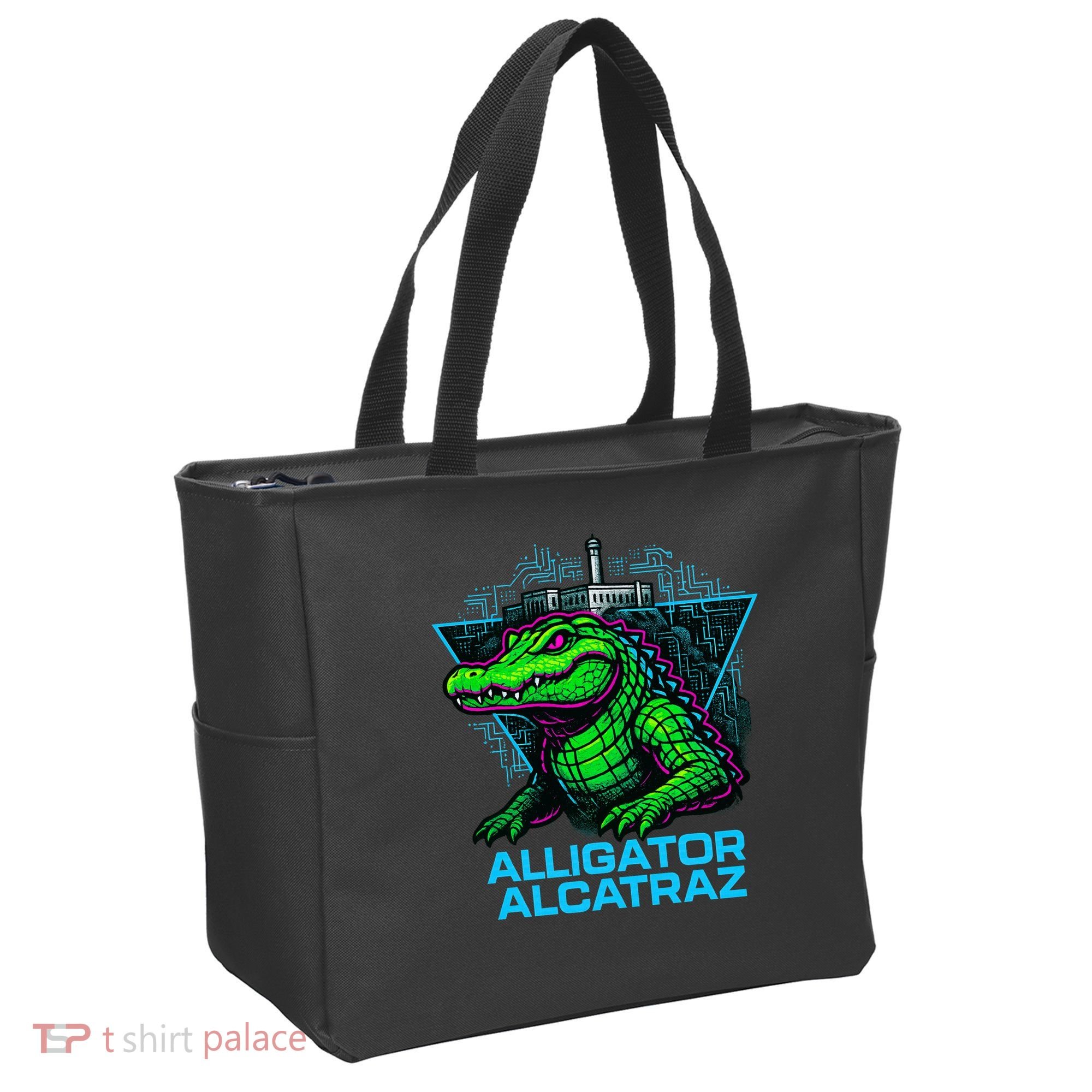 Alligator Alcatraz Neon Cityscape Tote Bag