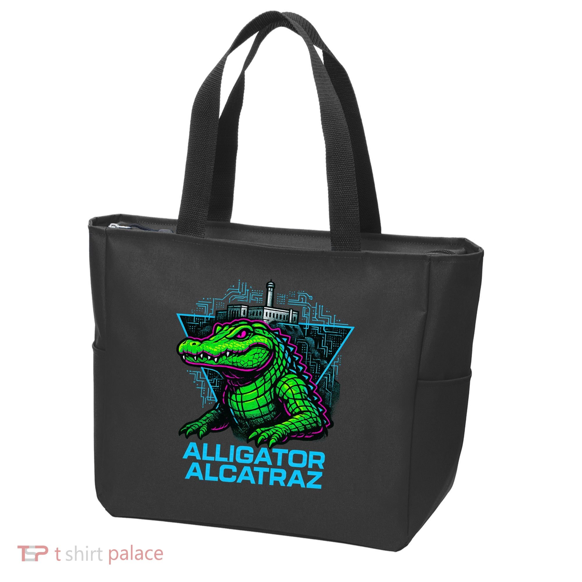 Alligator Alcatraz Neon Cityscape Tote Bag