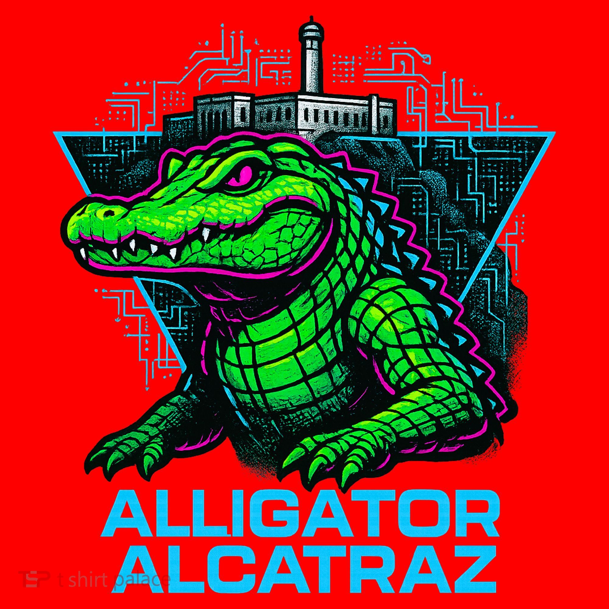 Alligator Alcatraz Neon Cityscape Santa Hat