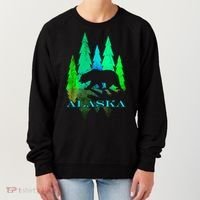 Alaska Alaskan Northern Light Trees With Bear Women's Sweatshirt thumb 0