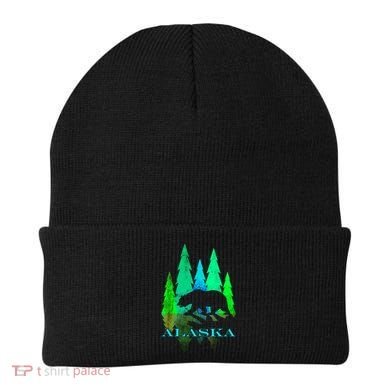 Alaska Alaskan Northern Light Trees With Bear Beanie