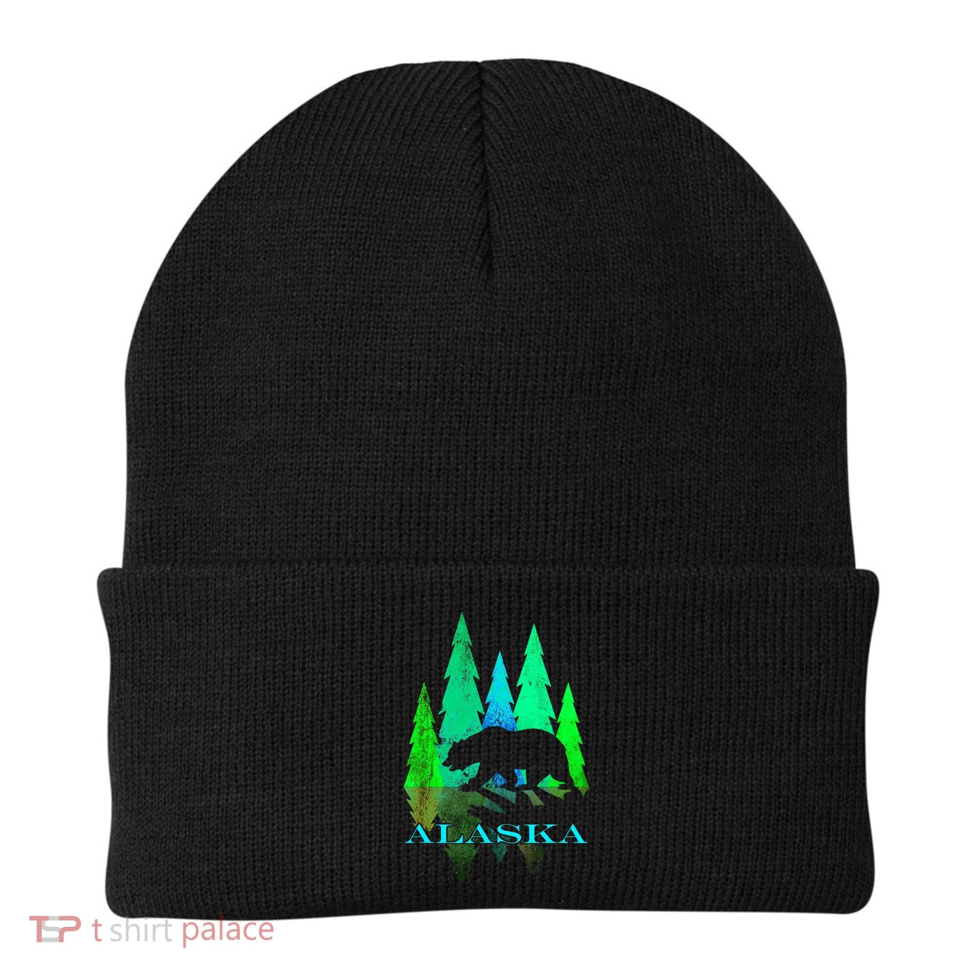 Alaska Alaskan Northern Light Trees With Bear Beanie