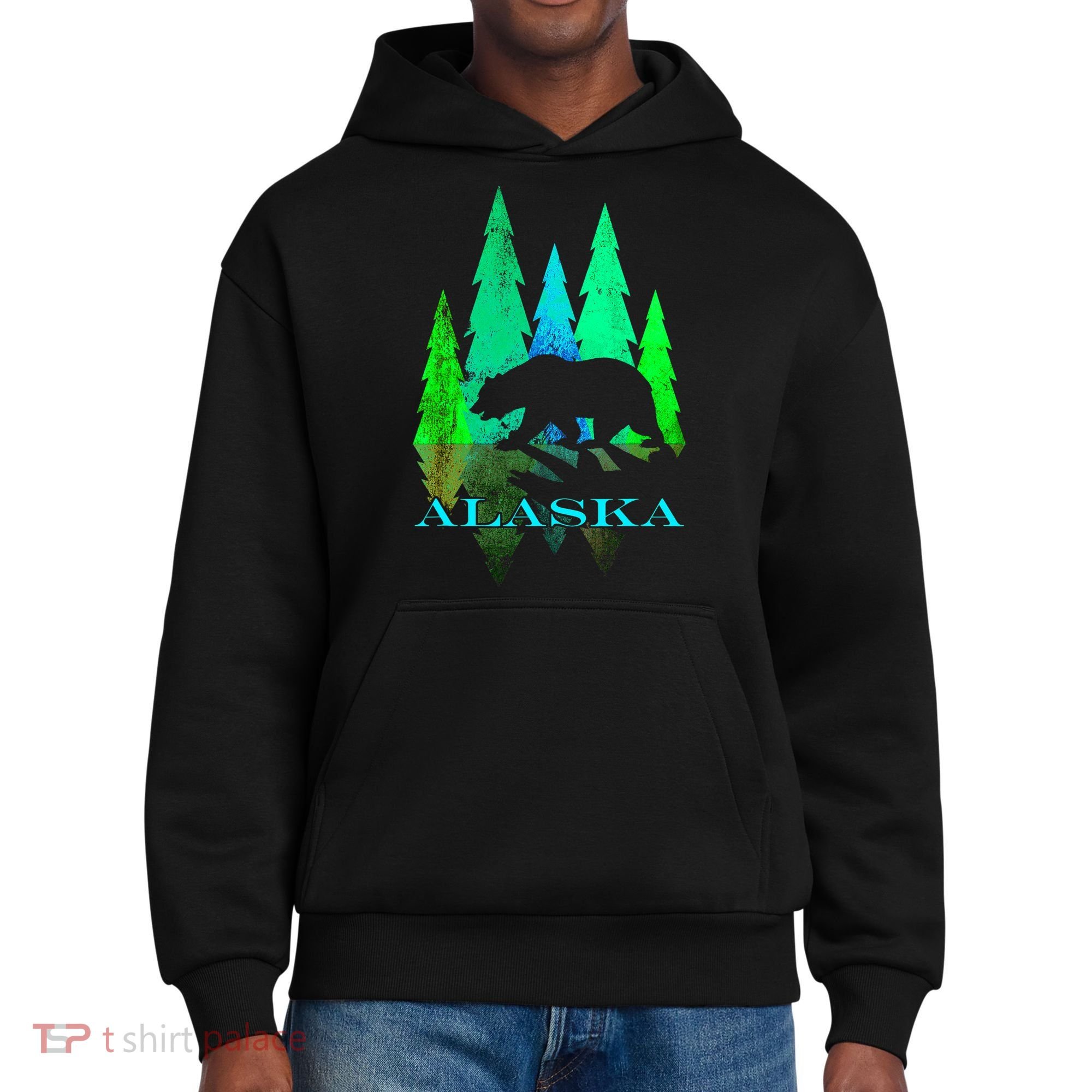 Alaska Alaskan Northern Light Trees With Bear District V.I.T. Heavyweight Hoodie