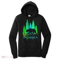 Alaska Alaskan Northern Light Trees With Bear Women's Hoodie thumb 0