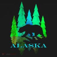 Alaska Alaskan Northern Light Trees With Bear Women's Hoodie thumb 2
